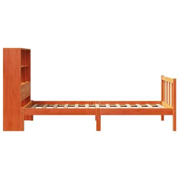 Bookcase Bed without Mattress - Wax Brown Solid Pine 90x200 cm