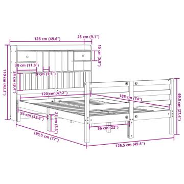 Bookcase Bed 120x190 cm - Solid Wood Pine | HipoMarket