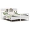 Bookcase Bed without Mattress - White Solid Pine 200x200 cm