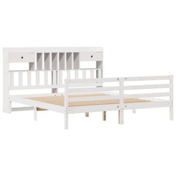 Bookcase Bed without Mattress - White Solid Pine 200x200 cm