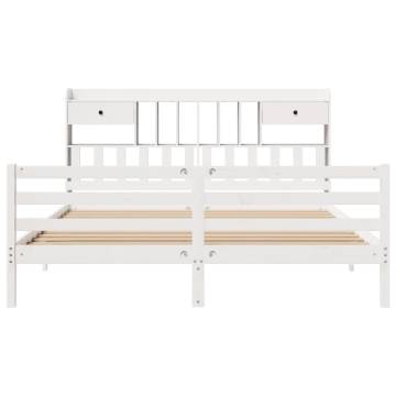 Bookcase Bed without Mattress - White Solid Pine 200x200 cm