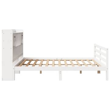 Bookcase Bed without Mattress - White Solid Pine 200x200 cm