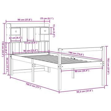 Bookcase Bed 90x190 cm Single Solid Pine - Hipomarket