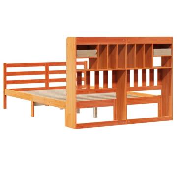 Bookcase Bed in Wax Brown | Solid Pinewood 160x200cm