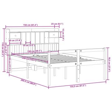 Bookcase Bed King Size Wax Brown Solid Pine - Hipomarket UK