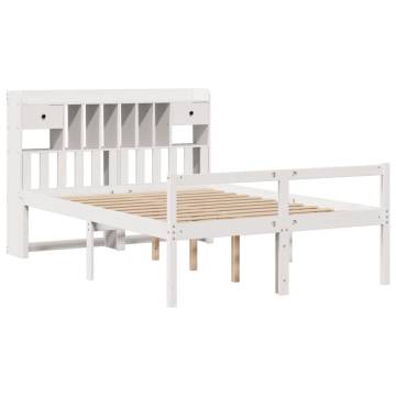 Bookcase Bed without Mattress White 140x190 cm Solid Wood Pine