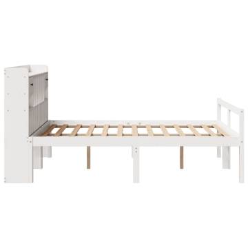 Bookcase Bed without Mattress White 140x190 cm Solid Wood Pine