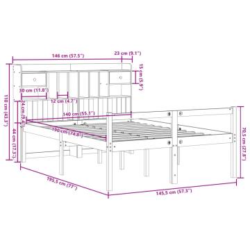 Bookcase Bed without Mattress White 140x190 cm Solid Wood Pine