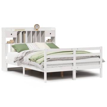 Bookcase Bed without Mattress - White 140x200 cm Pine