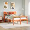 Bookcase Bed without Mattress - Solid Pine Wood - Wax Brown