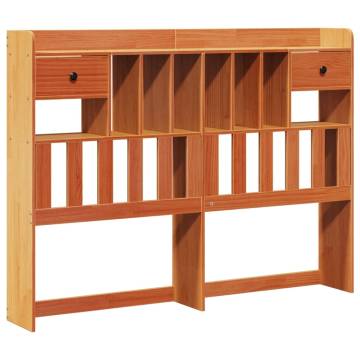 Bookcase Bed without Mattress - Solid Pine Wood - Wax Brown