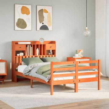 Bookcase Bed without Mattress in Wax Brown - Solid Pinewood