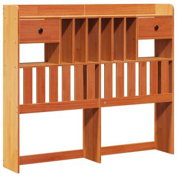 Bookcase Bed without Mattress in Wax Brown - Solid Pinewood