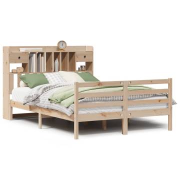 Bookcase Bed without Mattress 140x190 cm Solid Wood Pine