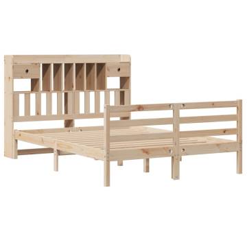 Bookcase Bed without Mattress 140x190 cm Solid Wood Pine