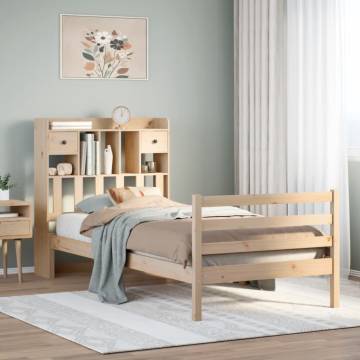 Bookcase Bed without Mattress - Single Solid Wood Pine 90x190