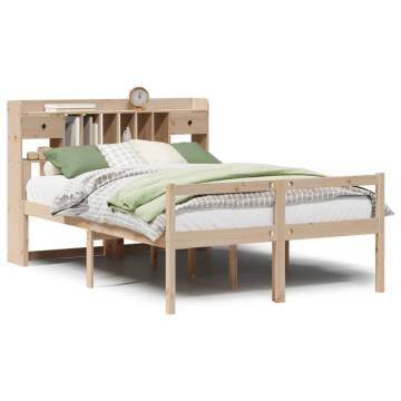 Bookcase Bed King Size 150x200 cm - Solid Wood Pine Frame