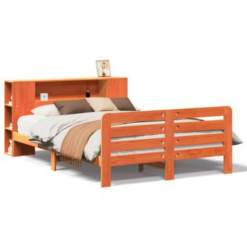 Bed Frame without Mattress - Wax Brown Solid Pine 135x190 cm