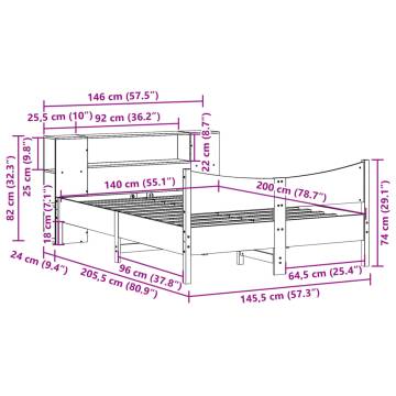 Stylish Wax Brown Bed Frame in Solid Pine - 140x200 cm