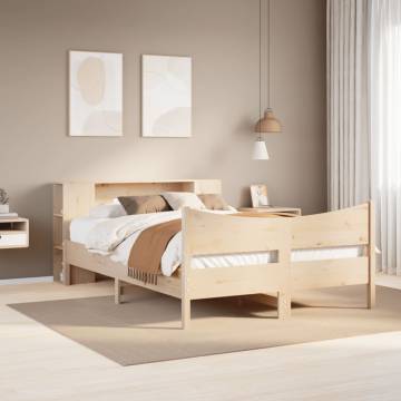 Double Solid Wood Pine Bed Frame 135x190 cm - Stylish & Space-Saving