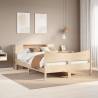  Bed Frame without Mattress 135x190 cm Double Solid Wood Pine Colour natural Size 135 x 190 cm 