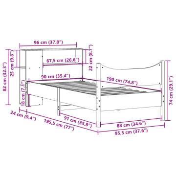 Solid Wood Pine Bed Frame - Wax Brown 90x190 cm | Hipo Market