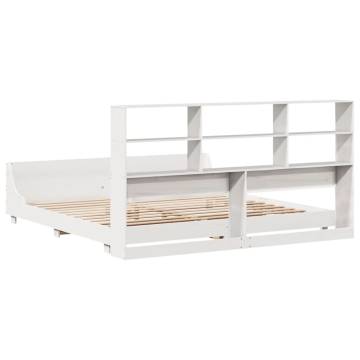 Solid Wood Pine Bed Frame without Mattress - White 200x200 cm