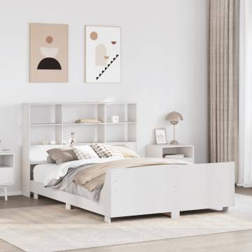 White Bed Frame 160x200 cm Solid Pine - Space-Saving Design