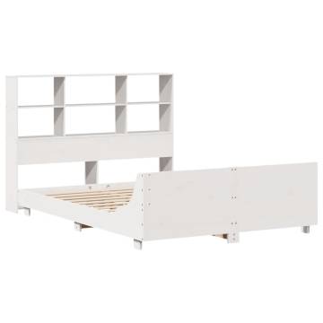 White Bed Frame 160x200 cm Solid Pine - Space-Saving Design