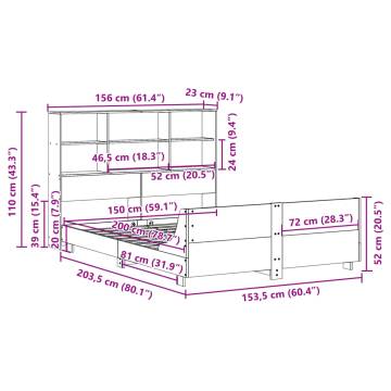 Solid Wood King Size Bed Frame 150x200 cm - Hipomarket