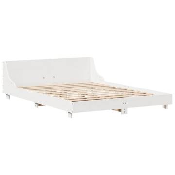 White Bed Frame 140x200 cm - Solid Pinewood | HipoMarket