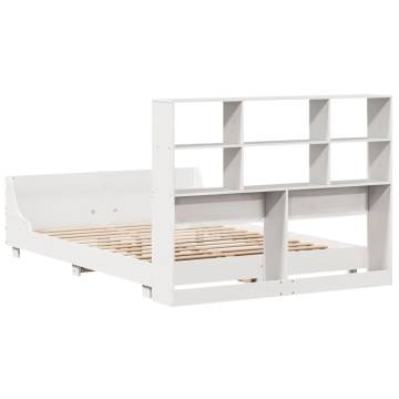 White Bed Frame 140x200 cm - Solid Pinewood | HipoMarket