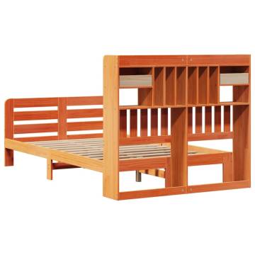 Solid Wood Bookcase Bed Wax Brown 120x200 cm - Hipo Market