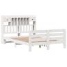 White Bookcase Bed 140x200 cm - Solid Pinewood