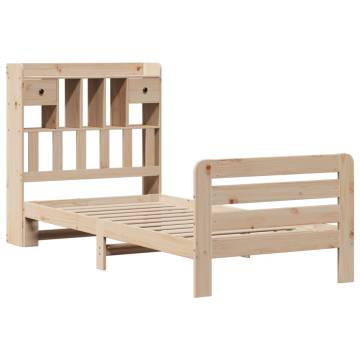 Bookcase Bed 75x190cm - Solid Pine Wood, No Mattress Included