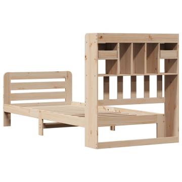 Bookcase Bed 75x190cm - Solid Pine Wood, No Mattress Included