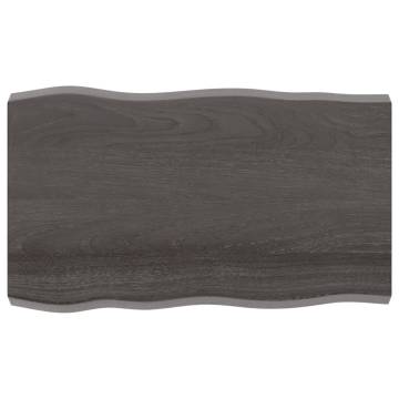 Solid Wood Live Edge Table Top - Dark Brown - 100x60 cm