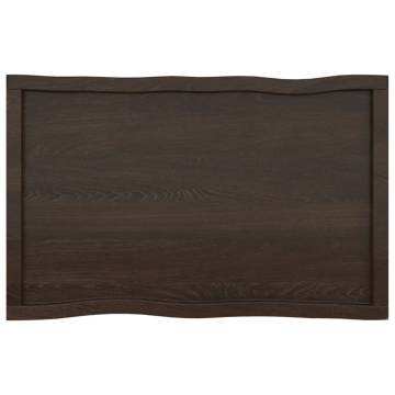 Solid Wood Live Edge Table Top - Dark Brown - 100x60 cm