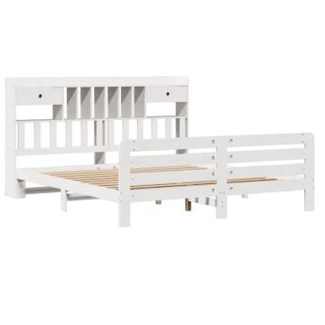 Bookcase Bed Without Mattress - White Solid Wood Pine 200x200 cm