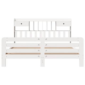 Bookcase Bed Without Mattress - White Solid Wood Pine 200x200 cm