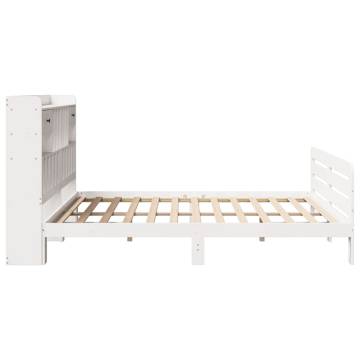 Bookcase Bed Without Mattress - White Solid Wood Pine 200x200 cm