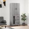 Highboard Grey Sonoma 69.5x34x180 cm Engineered Wood Colour grey sonoma Quantity in Package 1 Model 1 glass door 3 drawers 