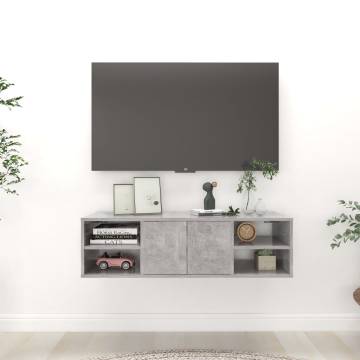 Stylish Wall Shelf in Concrete Grey - 102x30x29 cm