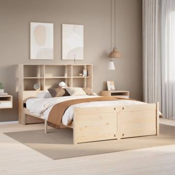 Bookcase Bed 140x200cm - Solid Wood Pine | HipoMarket