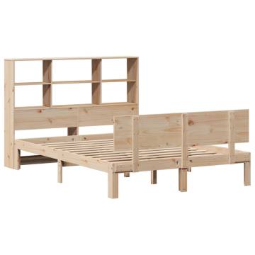 Bookcase Bed without Mattress 160x200cm Solid Pinewood Frame