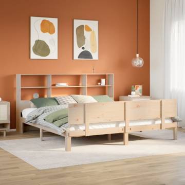 Bookcase Bed 180x200 cm Super King - Solid Pine Wood | Hipo Market