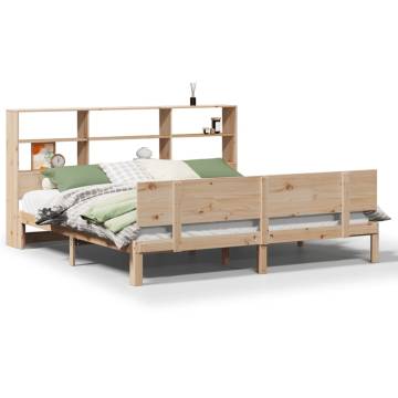 Bookcase Bed 180x200 cm Super King - Solid Pine Wood | Hipo Market