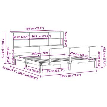 Bookcase Bed 180x200 cm Super King - Solid Pine Wood | Hipo Market