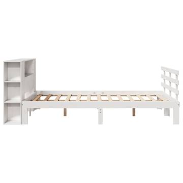 Bookcase Bed without Mattress - White 120x200cm Solid Wood Pine