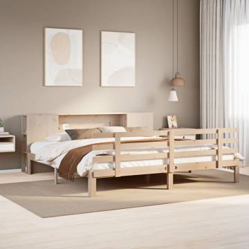 Bookcase Bed Super King 180x200 cm - Solid Wood Pine